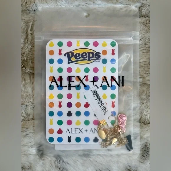 *NWT* Alex and Ani Peeps Pink Crystal Bunny Pendant Necklace